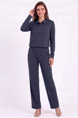Piqué - Set Met Polokraag En Knopen — Marineblauw