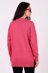 Brushed Crew - Neck Tunic Sweater — Pink