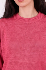Brushed Crew - Neck Tunic Sweater — Pink