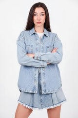 Denimjas Met Verticale Stenenversiering