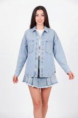 Denimjas Met Verticale Stenenversiering