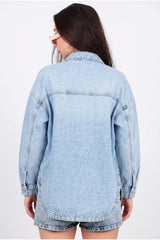 Denimjas Met Verticale Stenenversiering