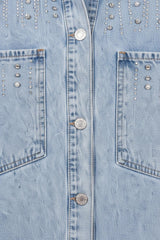 Denimjas Met Verticale Stenenversiering