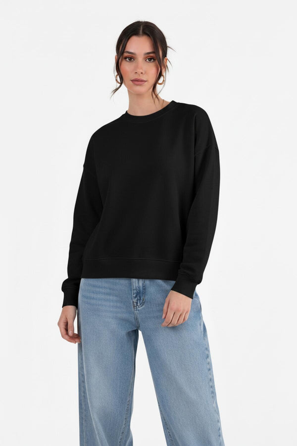Sweatshirt Met Ronde Hals - Zwart