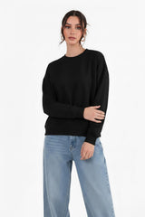 Sweatshirt Met Ronde Hals - Zwart
