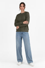 Sweatshirt Met Ronde Hals - Khaki