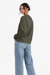 Sweatshirt Met Ronde Hals - Khaki