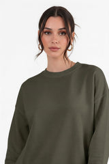 Sweatshirt Met Ronde Hals - Khaki