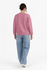 Sweatshirt Met Ronde Hals - Oudroze