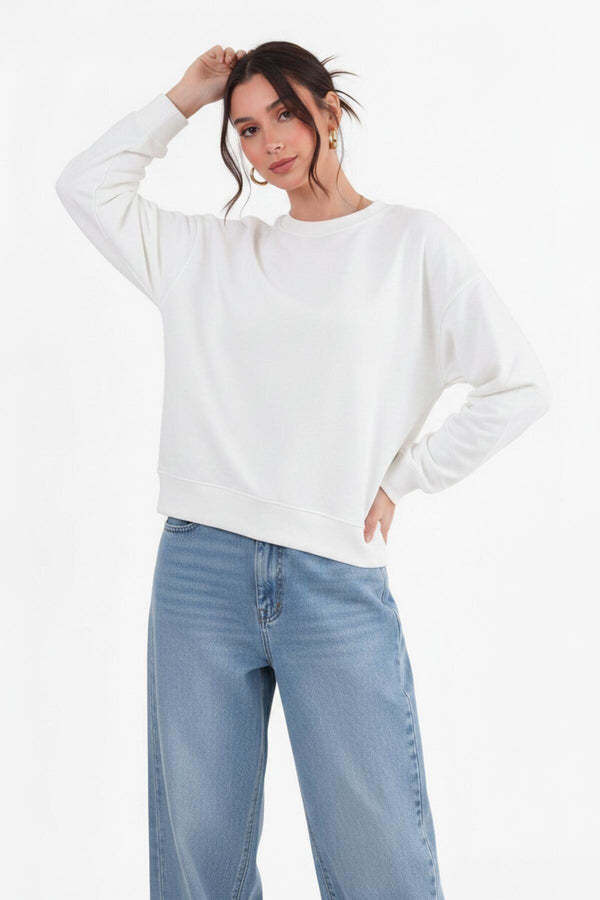 Sweatshirt Met Ronde Hals — Taupe