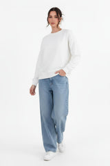 Sweatshirt Met Ronde Hals — Taupe