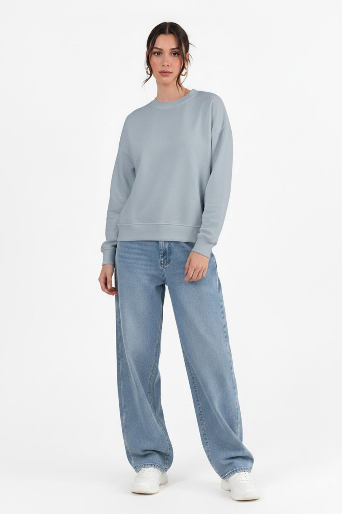 Sweatshirt Met Ronde Hals — Blauw