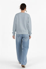 Sweatshirt Met Ronde Hals — Blauw