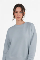 Sweatshirt Met Ronde Hals — Blauw