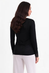 Blouse Met Kanten Details En V‑Hals — Zwart