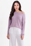 Fine - Knit Boat - Neck Sweater — Lilac