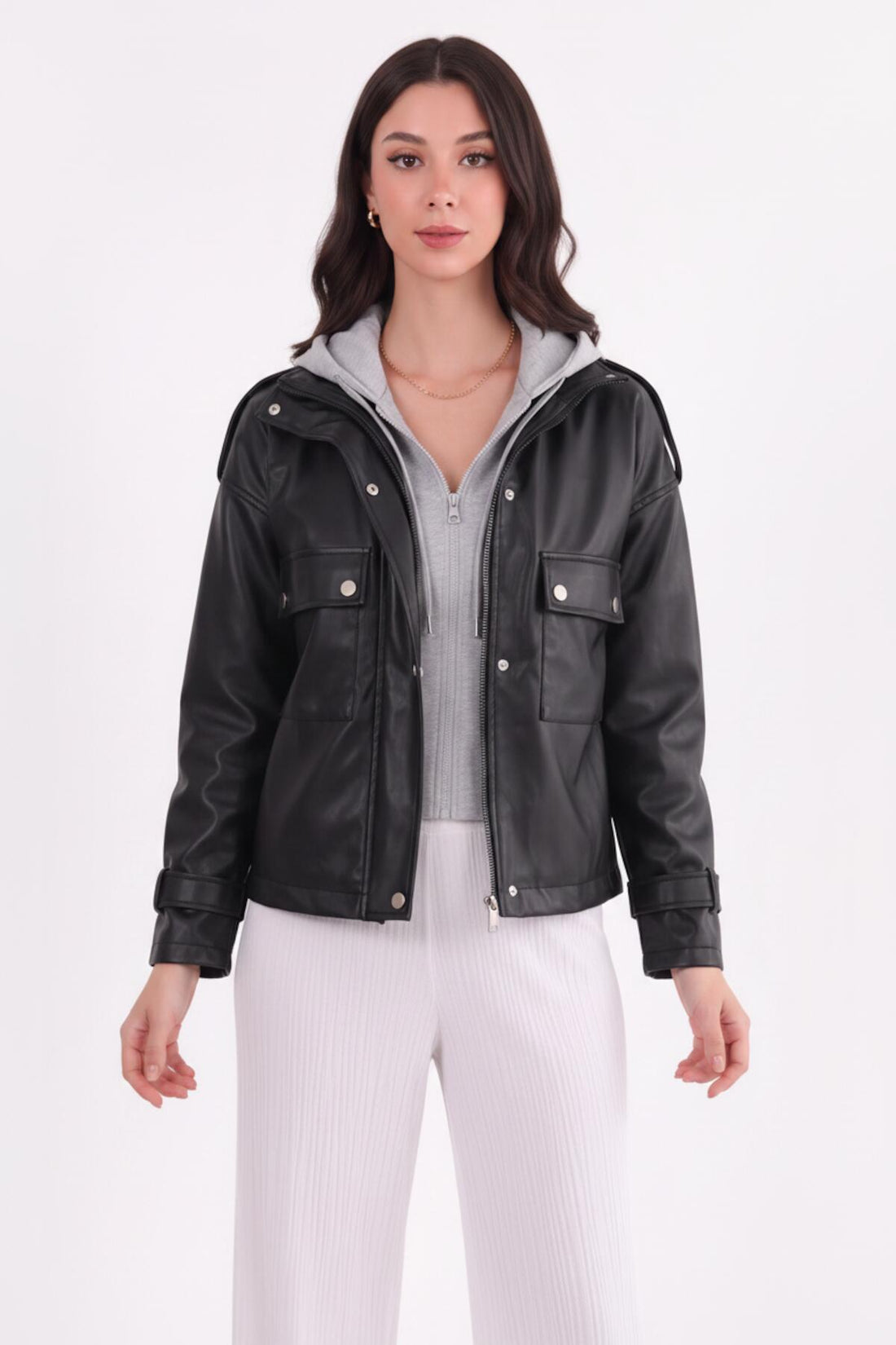 Leren Jack Met Capuchon – Zwart