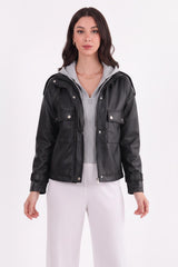 Leren Jack Met Capuchon – Zwart