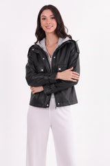 Leren Jack Met Capuchon – Zwart