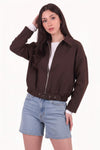 Jacke Mit Kragen Und Taillengürtel — Braun
