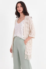 Lochstrick‑Cardigan — Stein