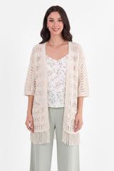 Lochstrick‑Cardigan — Stein
