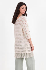 Lochstrick‑Cardigan — Stein