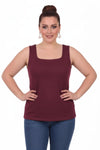 Plus - Size Top Met Vierkante Halslijn En Voering — Bordeaux