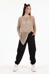 Glitzer - Mesh - Stricktop — Beige