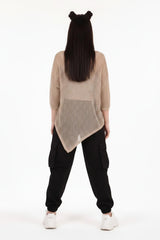 Glitzer - Mesh - Stricktop — Beige