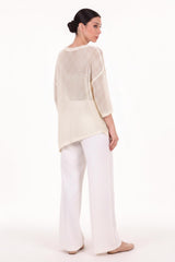 Lochmuster - Stricktop Mit Schimmer – Creme