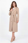 Beige Lange Wollen Jas