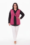 Plus - Size Gebreid Gilet Met Taillestrik — Fuchsia