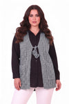 Gebreid Vest Met Taillestrik — Plus Size, Blauw