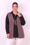 Gebreid Vest Met Taillestrik — Plus Size, Pruim