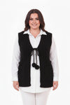 Gebreide Gilet Met Taillestrik, Zwart – Grote Maten