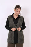 Gebreide Gilet Met Taillestrik, Antraciet – Grote Maten