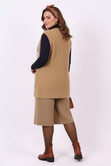 Plus - Size Floral Stone - Embellished Knit Vest — Beige