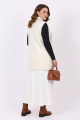 Plus - Size Floral Stone - Embellished Knit Vest — Cream