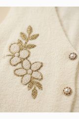 Plus - Size Floral Stone - Embellished Knit Vest — Cream
