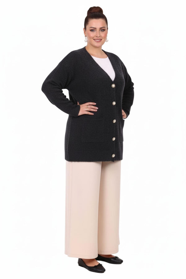 Cardigan Mit Taschen — Schwarz