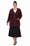 Plus - Size Cardigan With Pockets, Burgundy