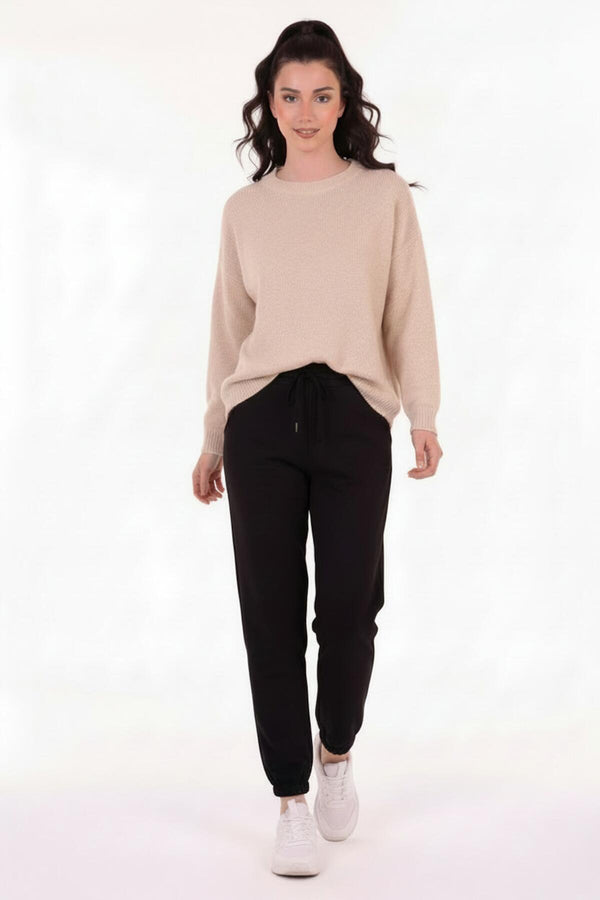 Joggingbroek Met Elastische Zoom – Zwart