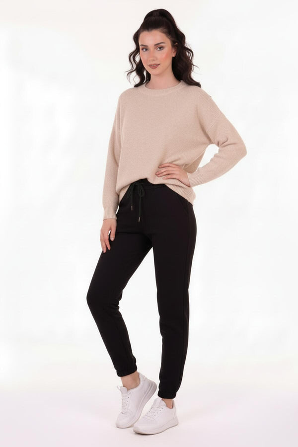 Joggingbroek Met Elastische Zoom – Zwart
