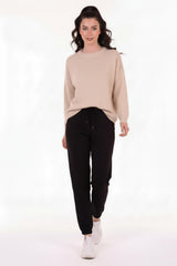 Joggingbroek Met Elastische Zoom – Zwart