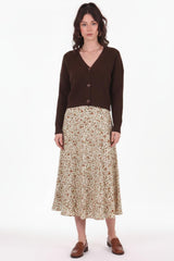 Gerippte Strickjacke Mit Knopfleiste – Braun