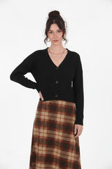 Geribbelde Cardigan Met Knoopsluiting – Zwart