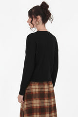 Geribbelde Cardigan Met Knoopsluiting – Zwart