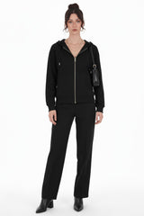 Sweatvest Met Capuchon En Ritssluiting — Zwart