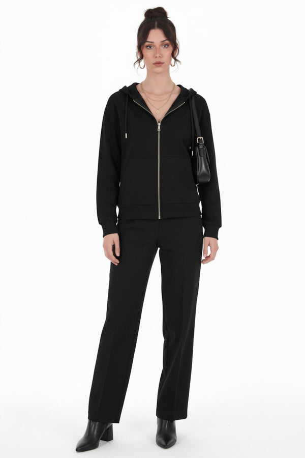 Sweatvest Met Capuchon En Ritssluiting — Zwart